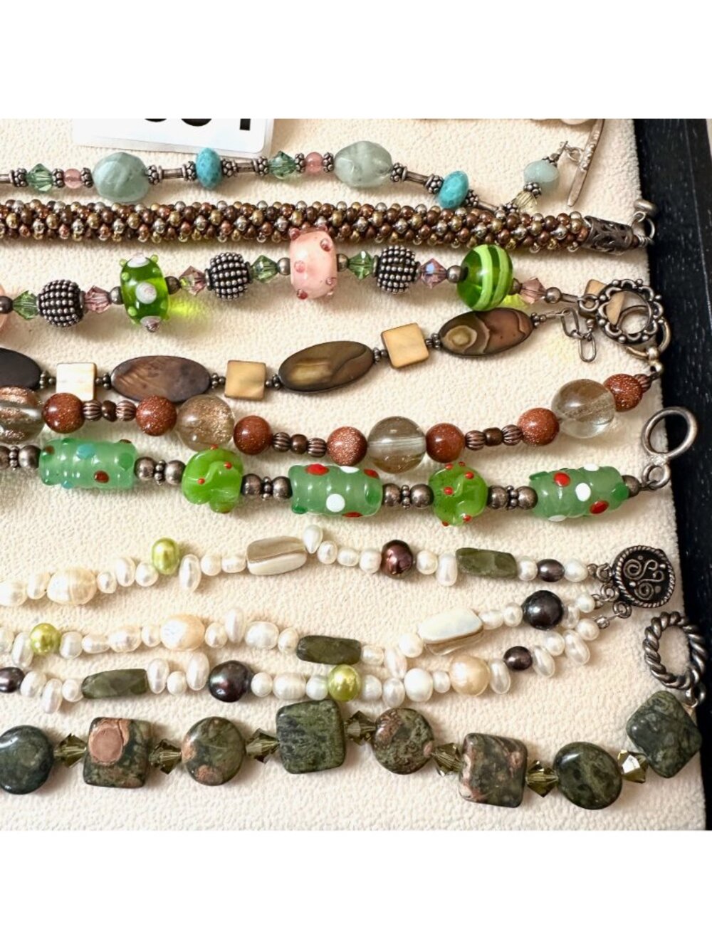 Jewelry Lot Bracelets Art Glass Gemstone Mixed Metals Untested - Picture 3 of 12